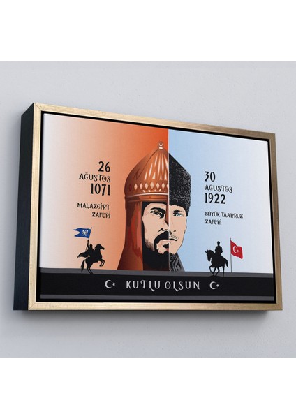 Çerçeveli Atatürk Tablosu 30 Ağustos Zafer Bayramı Temalı Dekoratif Kanvas Tablo-83