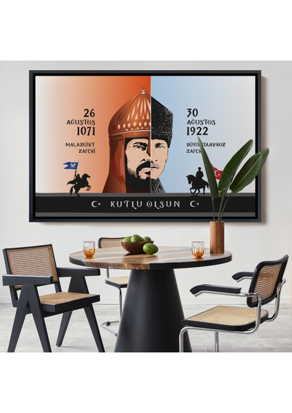 Çerçeveli Atatürk Tablosu 30 Ağustos Zafer Bayramı Temalı Dekoratif Kanvas Tablo-83