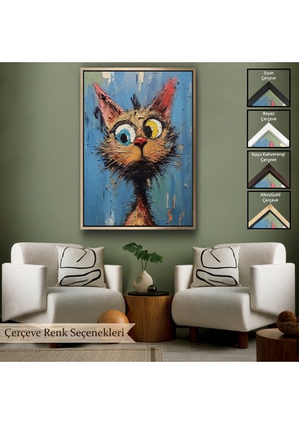 Çerçeveli Sevimli Kedi TABLOSU-7852
