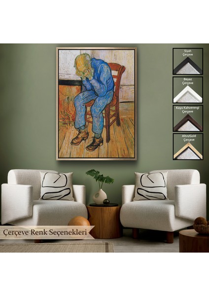 Çerçeveli Acı Çeken Yaşlı Adam Sonsuzluğun Eşiğinde Tablosu - Vincent Van GOGH-7442