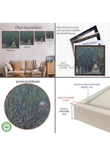 Çerçeveli Allee At Schloss Kammer, Gustav Klimt TABLOSU-8342 indirimleri