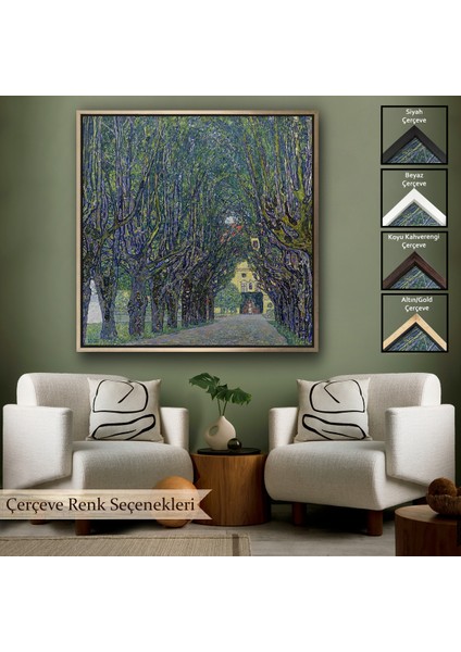 Çerçeveli Allee At Schloss Kammer, Gustav Klimt TABLOSU-8342