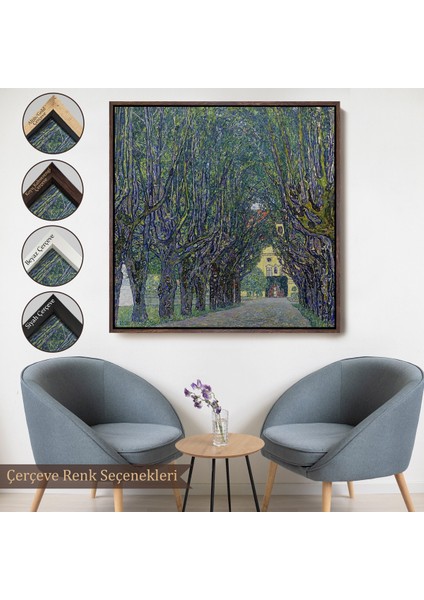 Çerçeveli Allee At Schloss Kammer, Gustav Klimt TABLOSU-8342