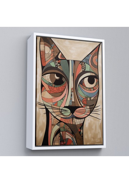 Çerçeveli Desenli Kedi TABLOSU-7901