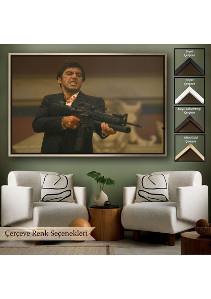 Çerçeveli Scarface Alpacino Italyan Mafya Kanvas TABLO-5147