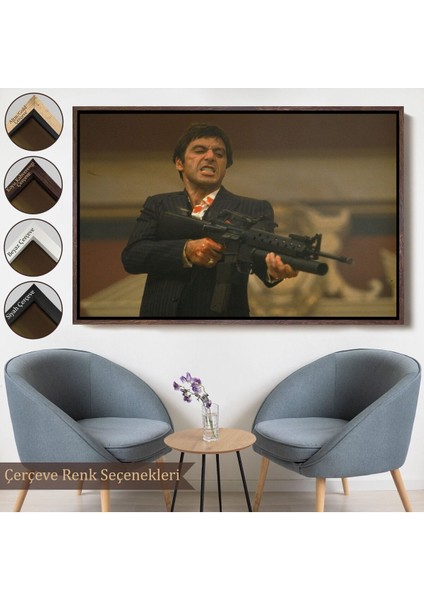 Çerçeveli Scarface Alpacino Italyan Mafya Kanvas TABLO-5147