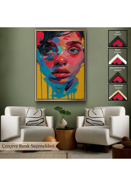 Çerçeveli Yağlıboya Görünümlü Sevimli Kız TABLOSU-7804