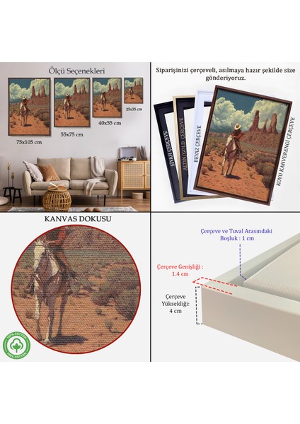 Çerçeveli Amerikalı Kovboy Dekoratif Duvar TABLOSU-6280 indirimleri