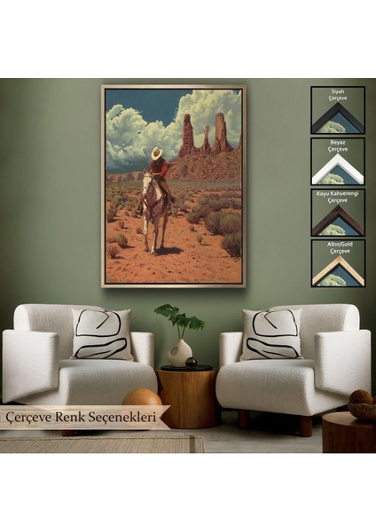 Çerçeveli Amerikalı Kovboy Dekoratif Duvar TABLOSU-6280