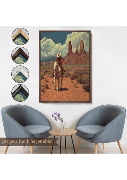 Çerçeveli Amerikalı Kovboy Dekoratif Duvar TABLOSU-6280