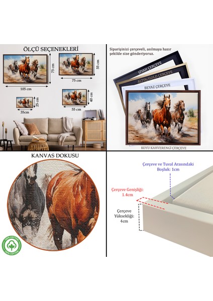 Çerçeveli Koşan Atlar TABLOSU-7279 indirimleri