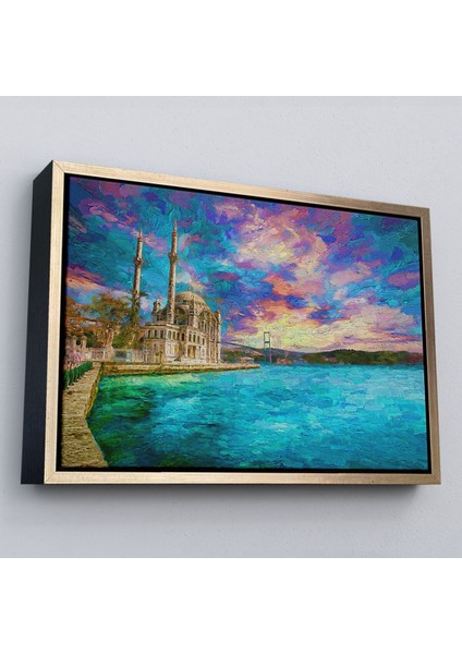 Çerçeveli Fırça Darbeleri Ile Soyut Yağlıboya Görünüm Dekoratif Kanvas Duvar TABLOSU-3760