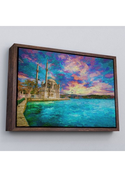 Çerçeveli Fırça Darbeleri Ile Soyut Yağlıboya Görünüm Dekoratif Kanvas Duvar TABLOSU-3760 fiyatları