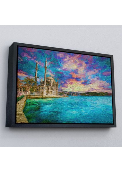 Çerçeveli Fırça Darbeleri Ile Soyut Yağlıboya Görünüm Dekoratif Kanvas Duvar TABLOSU-3760 modelleri