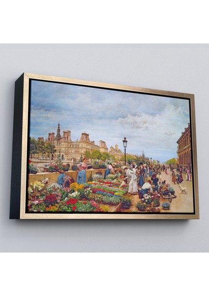 Çerçeveli Pariste Ortaçağ Çiçek Pazarı TABLOSU-6624 modelleri