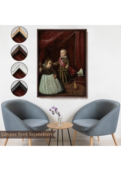 Çerçeveli Diego Velázquez - Prens Balthasar Charles Cüceyle Birlikte TABLO-7282