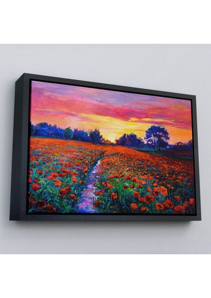 Çerçeveli Haşhaş Tarlasının Yağlı Boya TABLOSU-1211