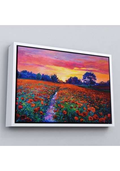 Çerçeveli Haşhaş Tarlasının Yağlı Boya TABLOSU-1211 fırsatları