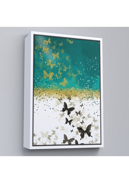 Çerçeveli Altın ve Siyah Kelebekler Duvar TABLOSU-6009 fırsatları
