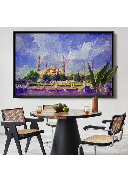 Çerçeveli Sultan Ahmet Camii Yağlıboya Görünüm Dekoratif Kanvas Duvar TABLOSU-3671