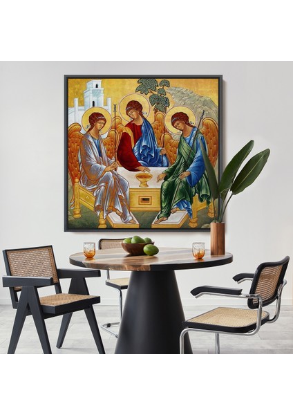 Çerçeveli Andrei Rublev Tarafından Kutsal Üçleme Kanvas Tablo, Hristiyan Kilise HEDIYESI-5327