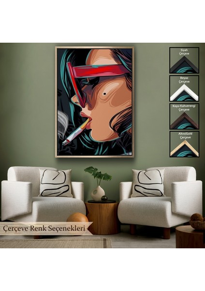 Çerçeveli Içen Pop Art Kadın TABLOSU-7929