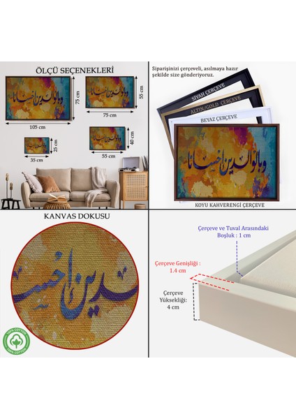 Çerçeveli Insana, Anne Babasına Iyi Davranmasını Emrettik (Lokman Suresi 14.ayet)Kanvas TABLO-3339 indirimleri