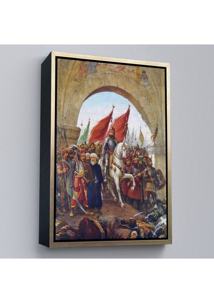 Çerçeveli Fausto Zonaro Fatih Sultan Mehmet Istanbul'a Girerken Kanvas TABLO-5298