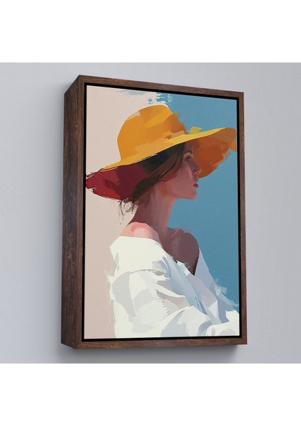 Çerçeveli Sarı Şapkalı Soyut Kadın TABLO-7631 fiyatları