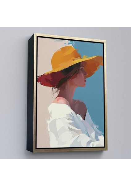 Çerçeveli Sarı Şapkalı Soyut Kadın TABLO-7631 modelleri