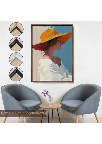 Çerçeveli Sarı Şapkalı Soyut Kadın TABLO-7631