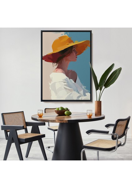 Çerçeveli Sarı Şapkalı Soyut Kadın TABLO-7631