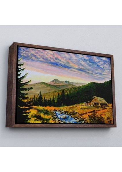 Çerçeveli Ukrayna Köy Evi Manzarasi Dekoratf Duvar TABLOSU-3481