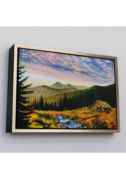 Çerçeveli Ukrayna Köy Evi Manzarasi Dekoratf Duvar TABLOSU-3481 fiyatları