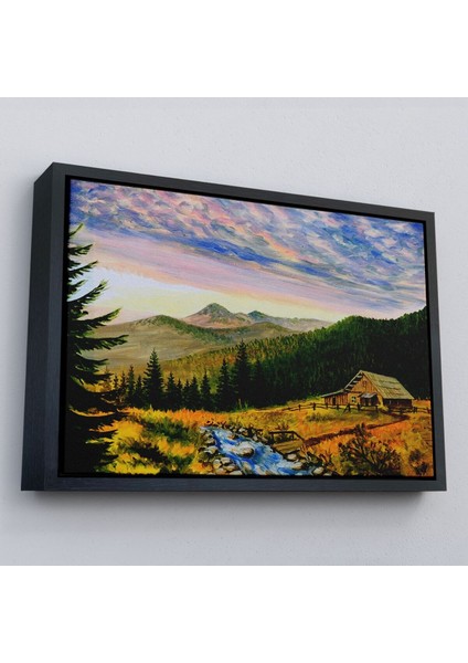 Çerçeveli Ukrayna Köy Evi Manzarasi Dekoratf Duvar TABLOSU-3481 modelleri