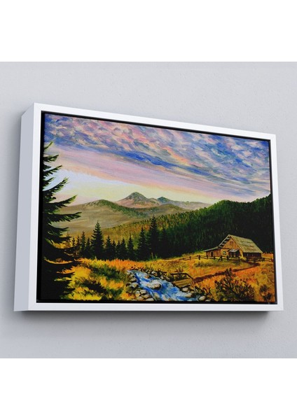 Çerçeveli Ukrayna Köy Evi Manzarasi Dekoratf Duvar TABLOSU-3481 fırsatları