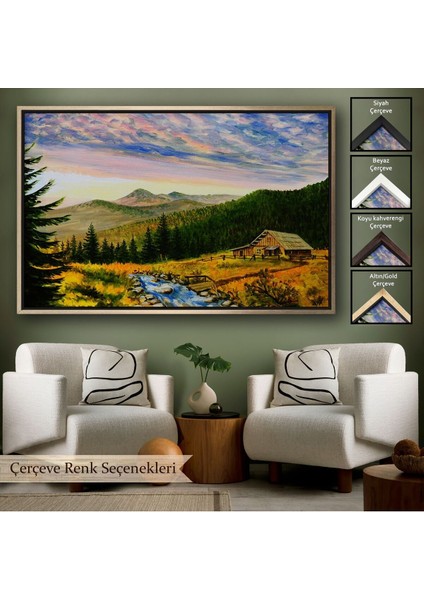Çerçeveli Ukrayna Köy Evi Manzarasi Dekoratf Duvar TABLOSU-3481