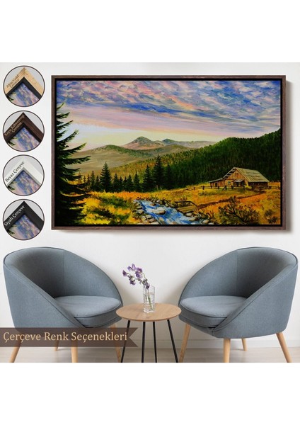 Çerçeveli Ukrayna Köy Evi Manzarasi Dekoratf Duvar TABLOSU-3481