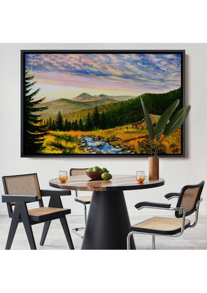 Çerçeveli Ukrayna Köy Evi Manzarasi Dekoratf Duvar TABLOSU-3481