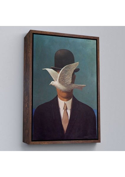 Çerçeveli Rene Magritte Melon Şapkalı Adam Sürreal Duvar TABLOSU-6210