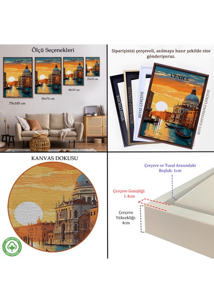 Çerçeveli Italya Venedik Kanal Yağlıboya TABLO-7858 indirimleri