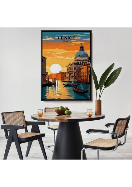 Çerçeveli Italya Venedik Kanal Yağlıboya TABLO-7858