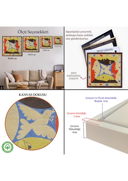 Çerçeveli Pablo Picasso, Dörtlü Yüzler TABLOSU-8348 indirimleri