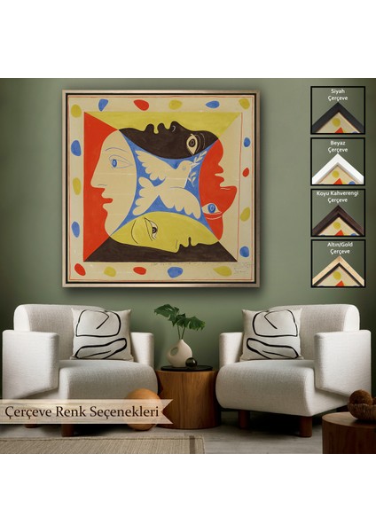 Çerçeveli Pablo Picasso, Dörtlü Yüzler TABLOSU-8348