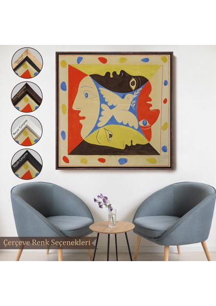 Çerçeveli Pablo Picasso, Dörtlü Yüzler TABLOSU-8348