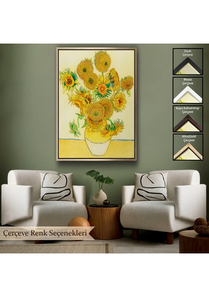 Çerçeveli Vincent Van Gogh - Ayçiçekleri TABLO-7447