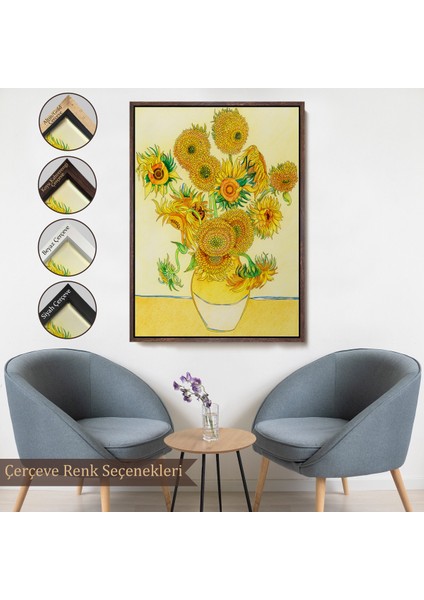 Çerçeveli Vincent Van Gogh - Ayçiçekleri TABLO-7447