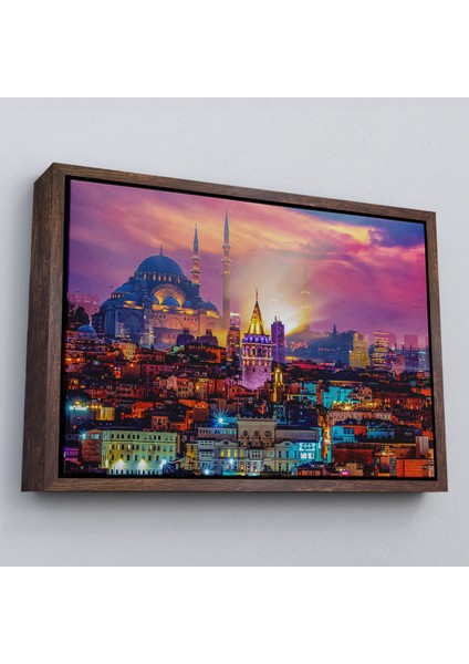 Çerçeveli Galata Kulesi Sultan Ahmet Camii ve Şehir Manzara TABLOSU-6514 fiyatları
