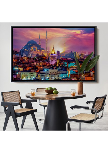 Çerçeveli Galata Kulesi Sultan Ahmet Camii ve Şehir Manzara TABLOSU-6514