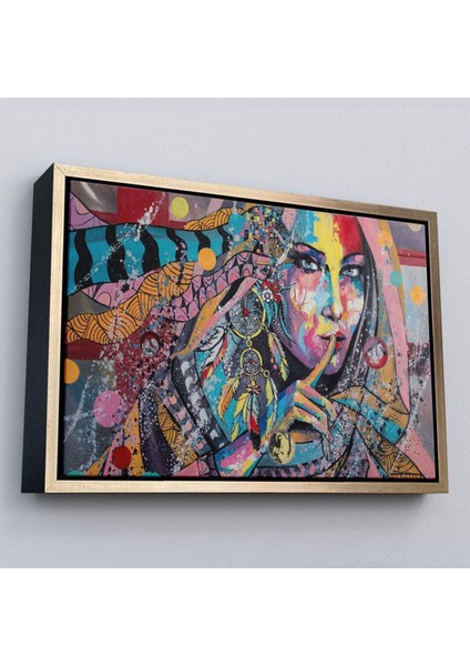 Çerçeveli Koruyucu Kız Portresi Yağlıboya Görünüm Dekoratif Kanvas Duvar TABLOSU-3469